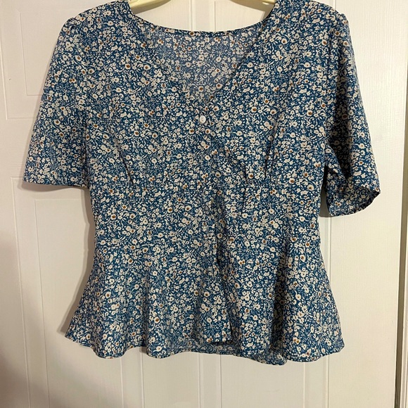 SHEIN Tops A Silky Flattering Floral Button Down Blouse Perfect For